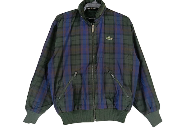 LACOSTE ジョコビッチモデル チェック柄ジャケット サイズL Vintage 90s Chemise Lacoste Checkered Green Medium Jacket Lacoste