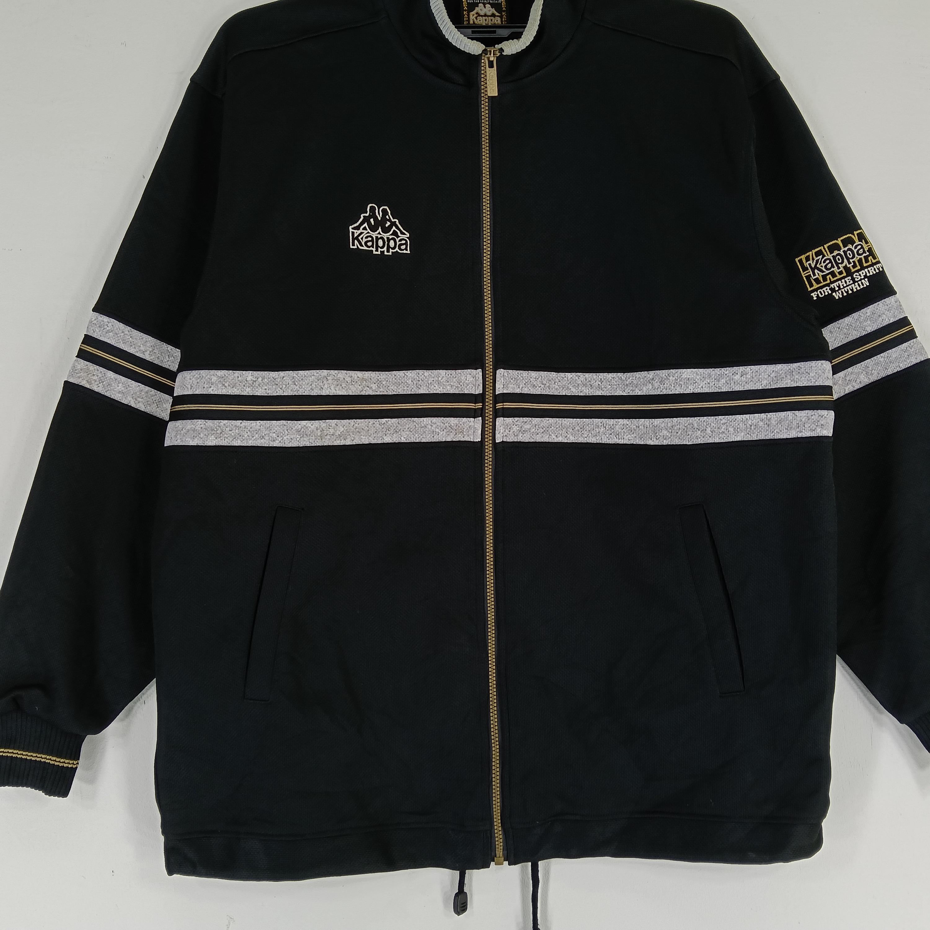 Vintage 90's Kappa Track Top Black Large Jacket Kappa Logo