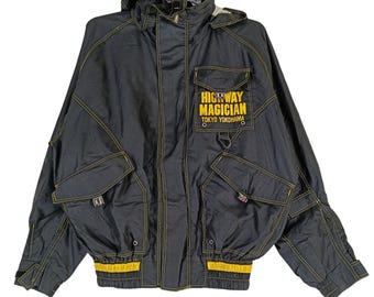 Chaqueta de aviador vintage Yellow Corn Motorsports Sledge Hammer de los años 90, estilo de la autopista, Tokyo Yokohama Motor Honda Rider Racing, talla L