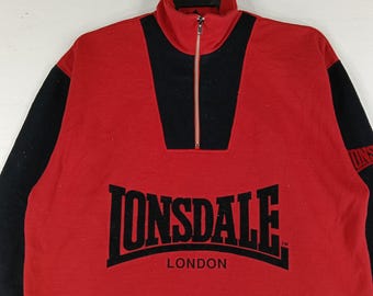 Vintage 90's Lonsdale Multicolor Black Red Medium Sweatshirt