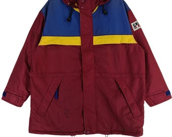 Vintage 90's Chap Ralph Lauren Multicolor Medium Jacket Ralph Lauren Zipper Jacket  Hooded Double Pocket Windbreaker Jacket Size M