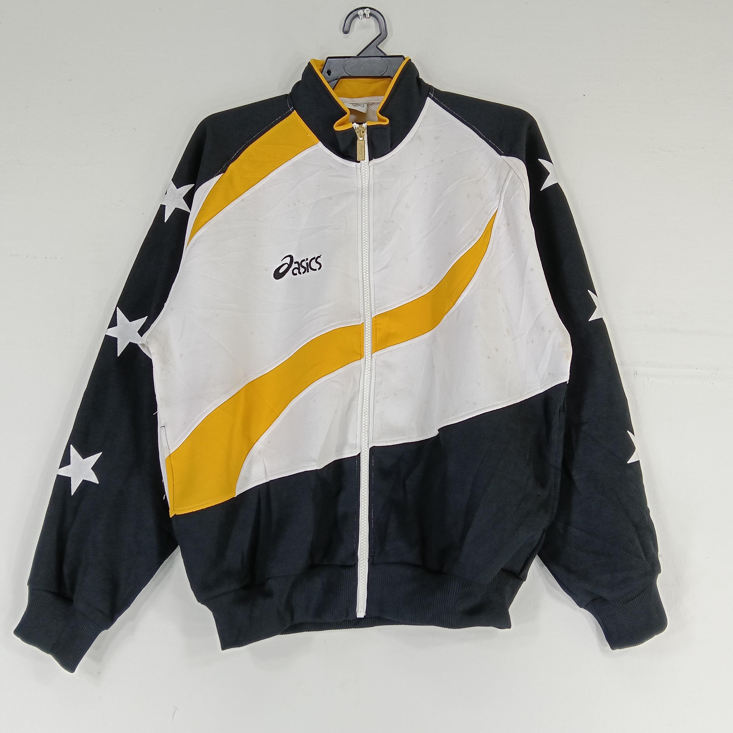 Vintage 90's Asics Japanese Sport Brand Track Top Large Yellow