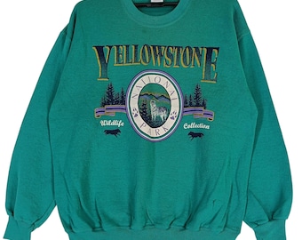 Vintage 90's Yellowstone Wildlife Kollektion grünes XLarge Sweatshirt National Park Wildlife Sweatshirt/Pullover/Crewneck/Sweatshirt/ Size XL
