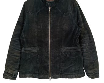 Chaqueta negra mediana vintage Takeo Kikuchi, chaqueta con cremallera de la marca japonesa Takeo Kikuchi, talla M