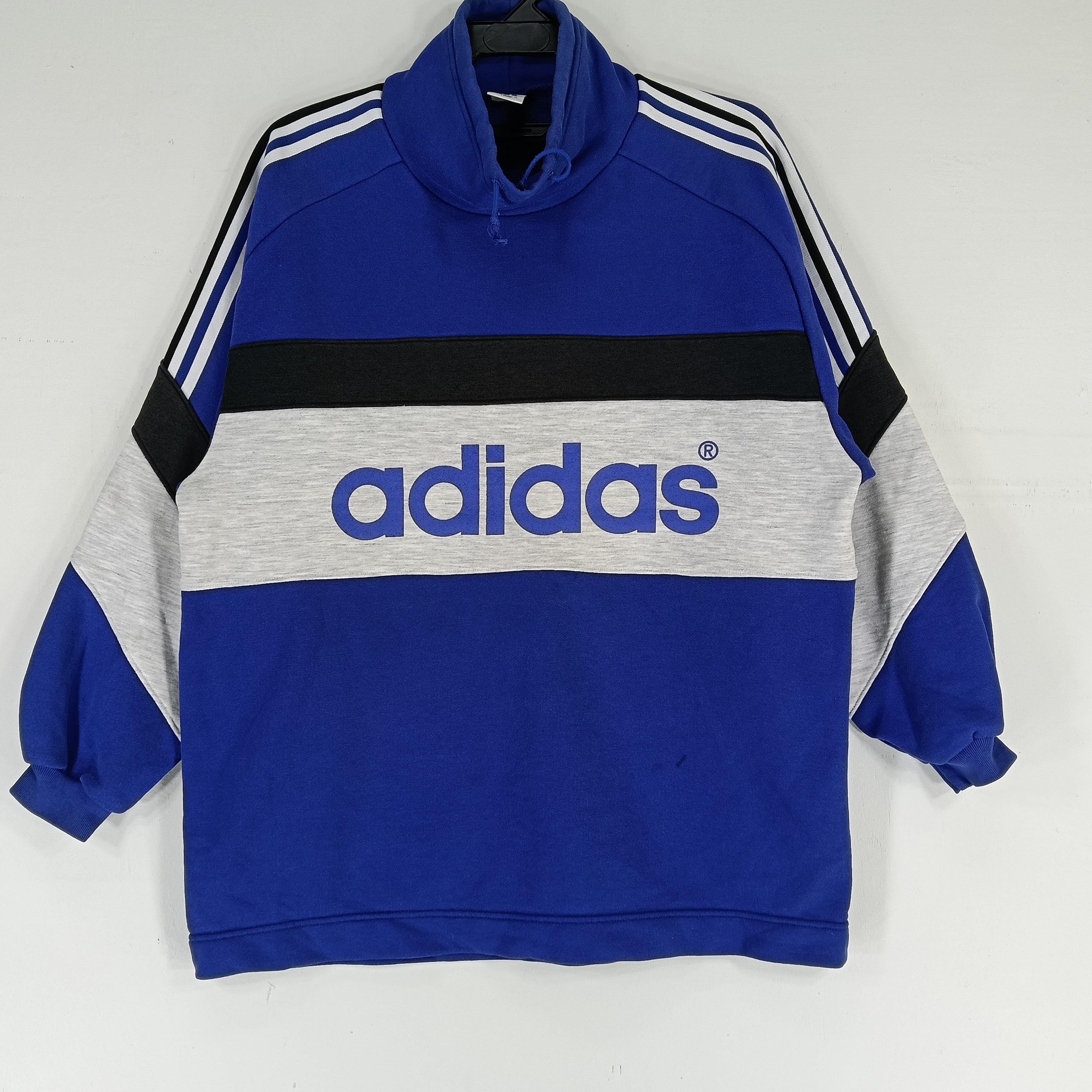 Vintage 90s Adidas Three Stripes Blue Large Sweatshirt Adidas Big 
