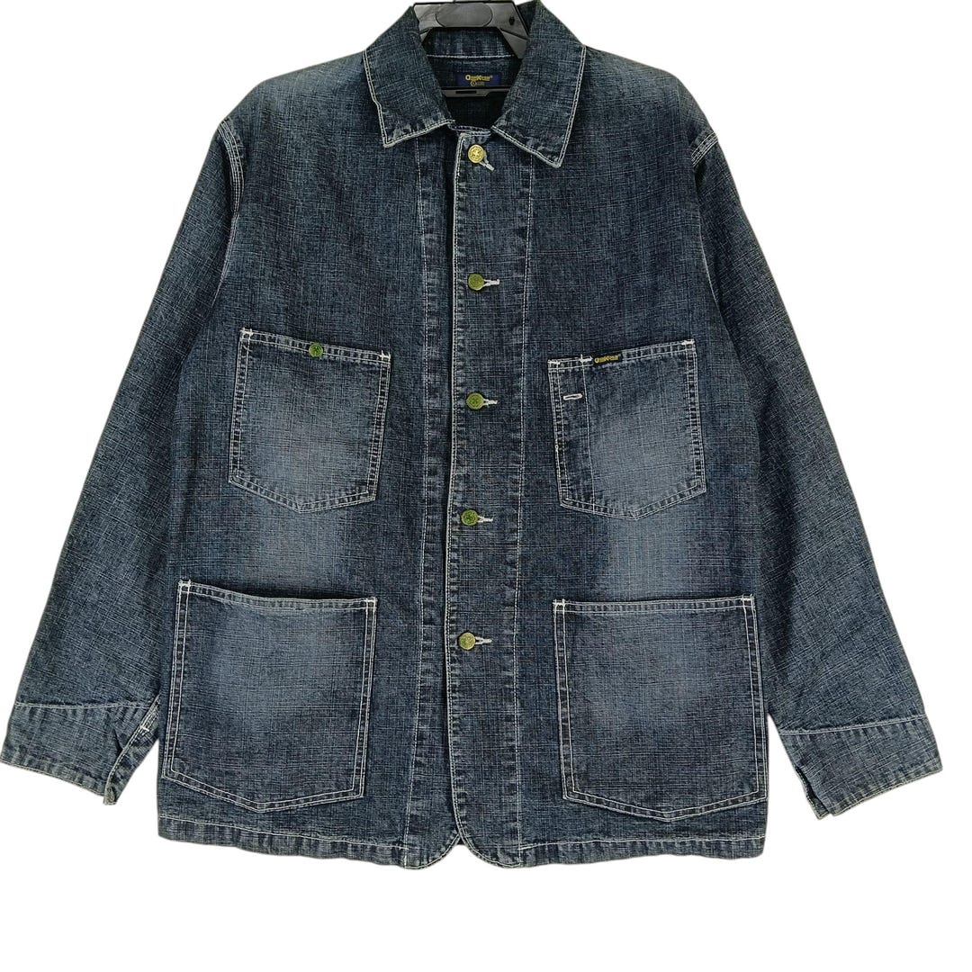 Vintage 90's Oshkosh Black Denim Chore Large Jacket Denim Button