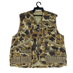 Vintage Mount'n Praire Man Multipockets Medium Tactical Combat Fishing Gear Outfit Life Styles Zipper Jeans Vests Jacket Camo Size M