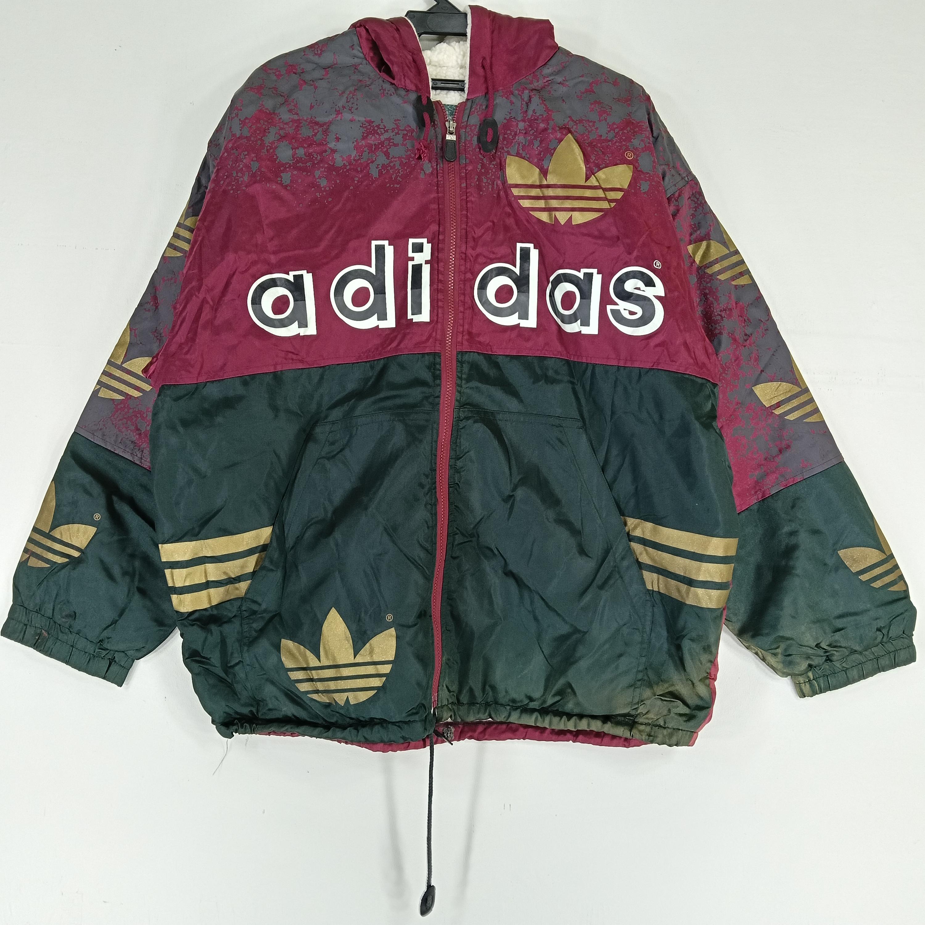 Vintage 90's Adidas Trefoil Logo Multicolor Hoodie Jacket Large