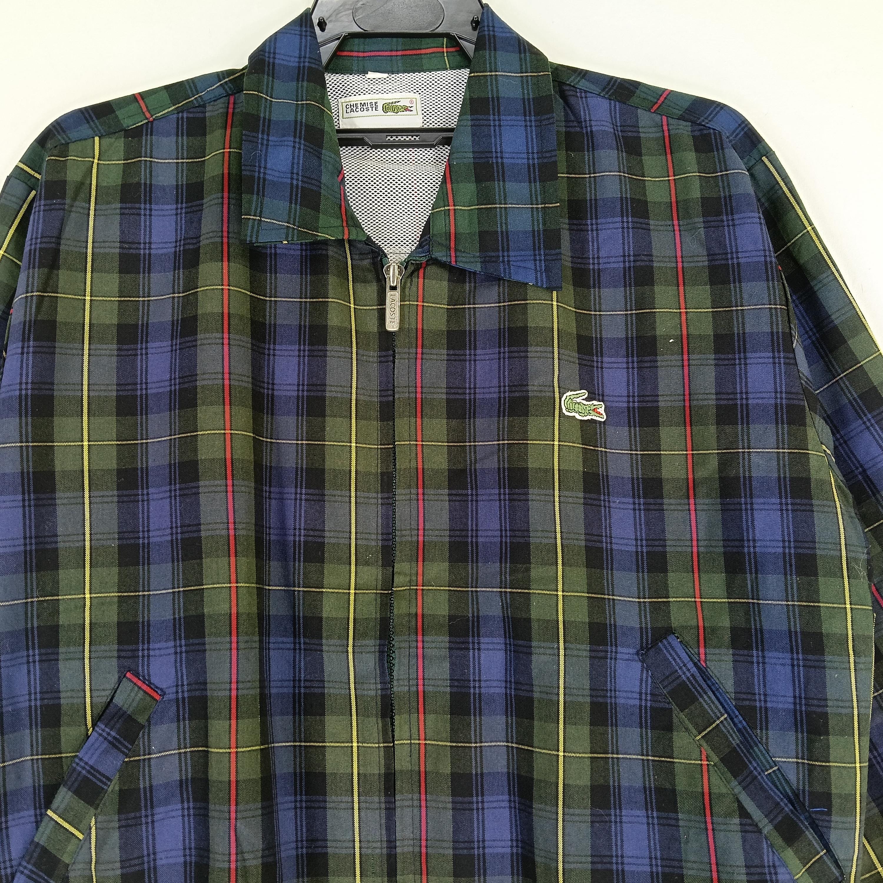 Vintage 90s Chemise Lacoste Checkered Green Medium Jacket Lacoste