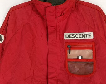 Vintage 90's Descente Jaspo Red Medium Jacket Windbreaker Zipper