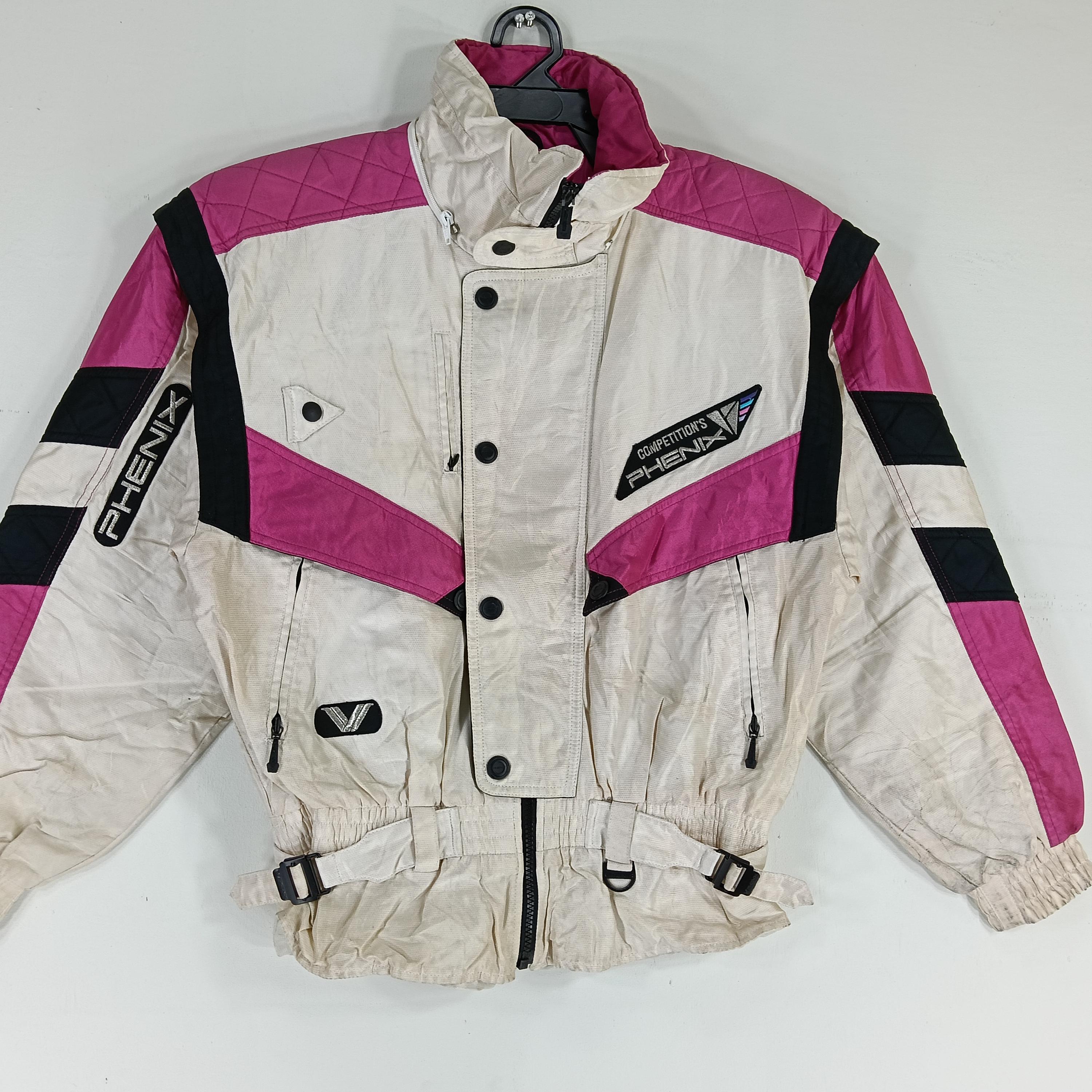 Vintage 90's Phenix Ski Jacket White Pink Multipocket Medium