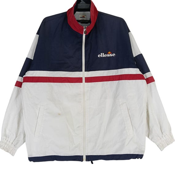 Vintage 90's Ellesse Multicolor White Navy Blue Large Windbreaker