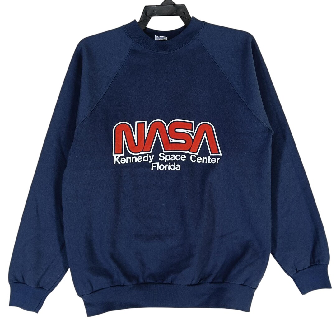 Vintage 90's Nasa Kennedy Space Center Navy Blue Medium Sweatshirt Nasa ...