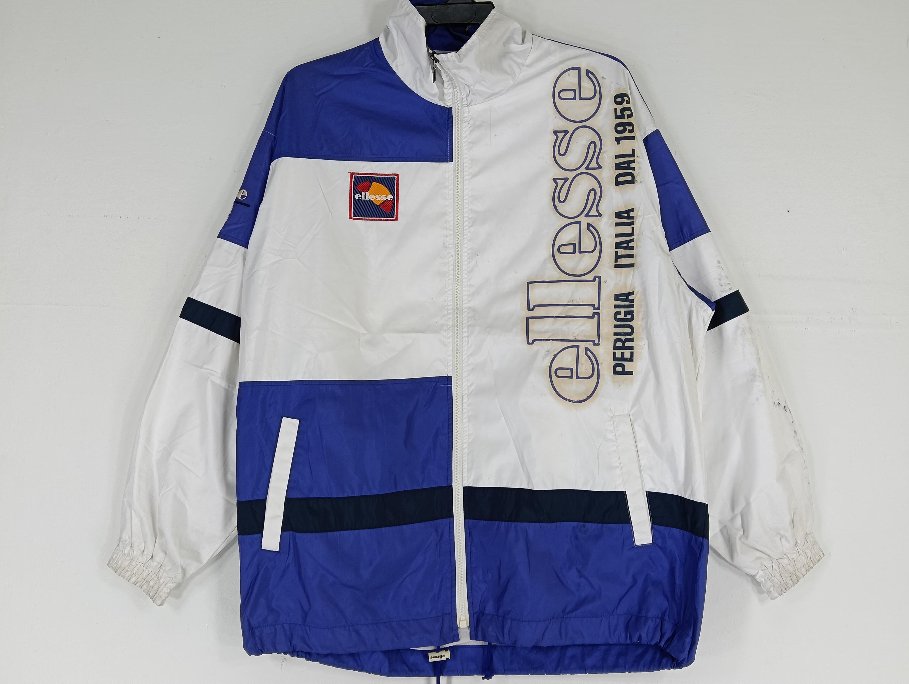 Vintage 90's Ellesse Blue White Large Windbreaker Ellesse Italia
