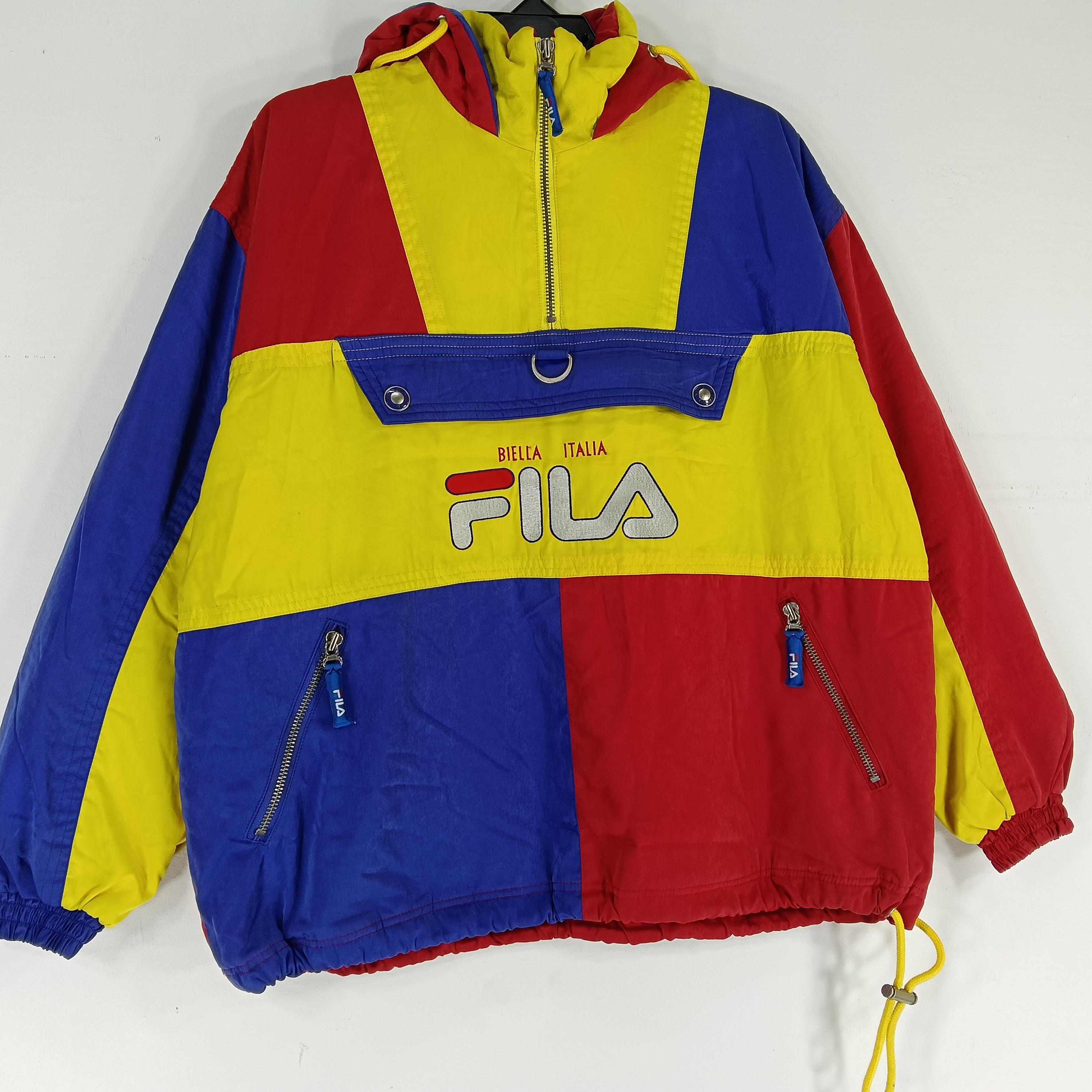 Vintage 90's Fila Biella Italia Multicolor Large Windbreaker Fila