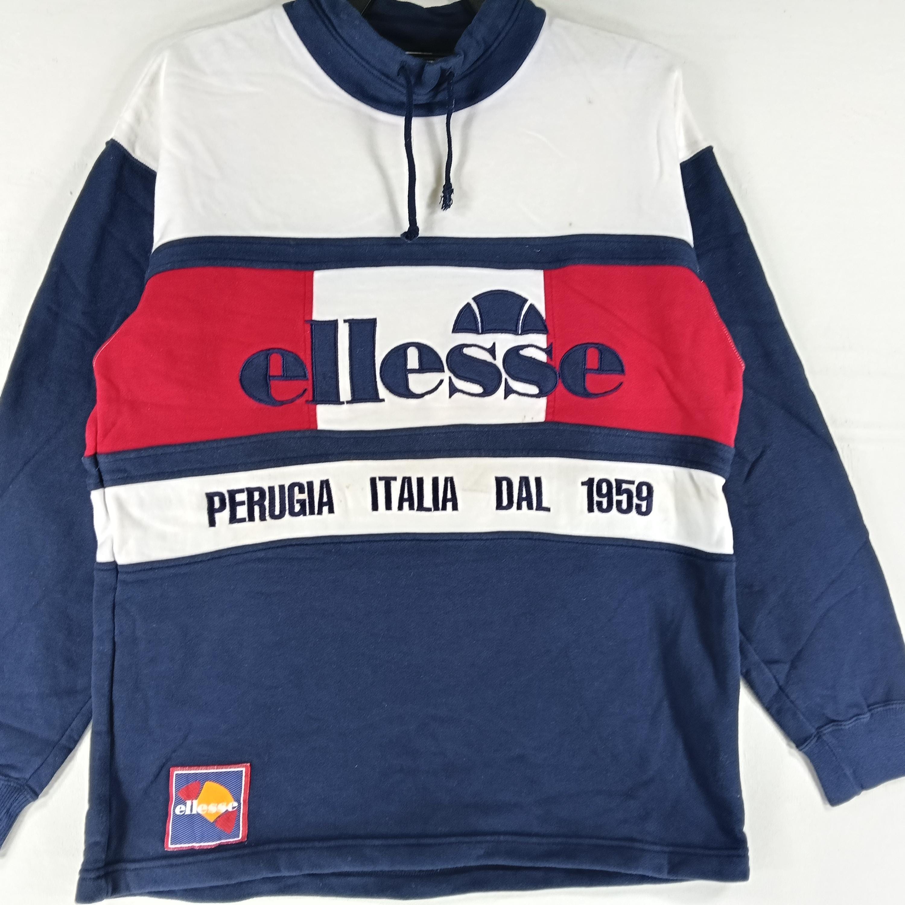 Vintage 90's Ellesse Perugia Italia Multicolor Medium Sweatshirt