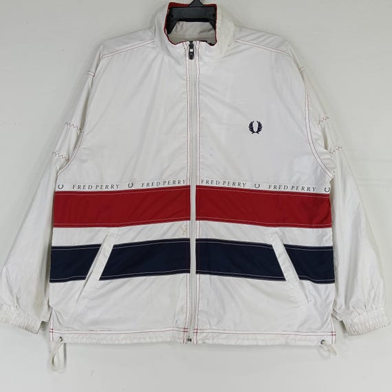 ゴ*王様 FRED PERRY ジャージ Lサイズ Vintage 90's Casual Fred Perry White Medium Windbreaker Jacket