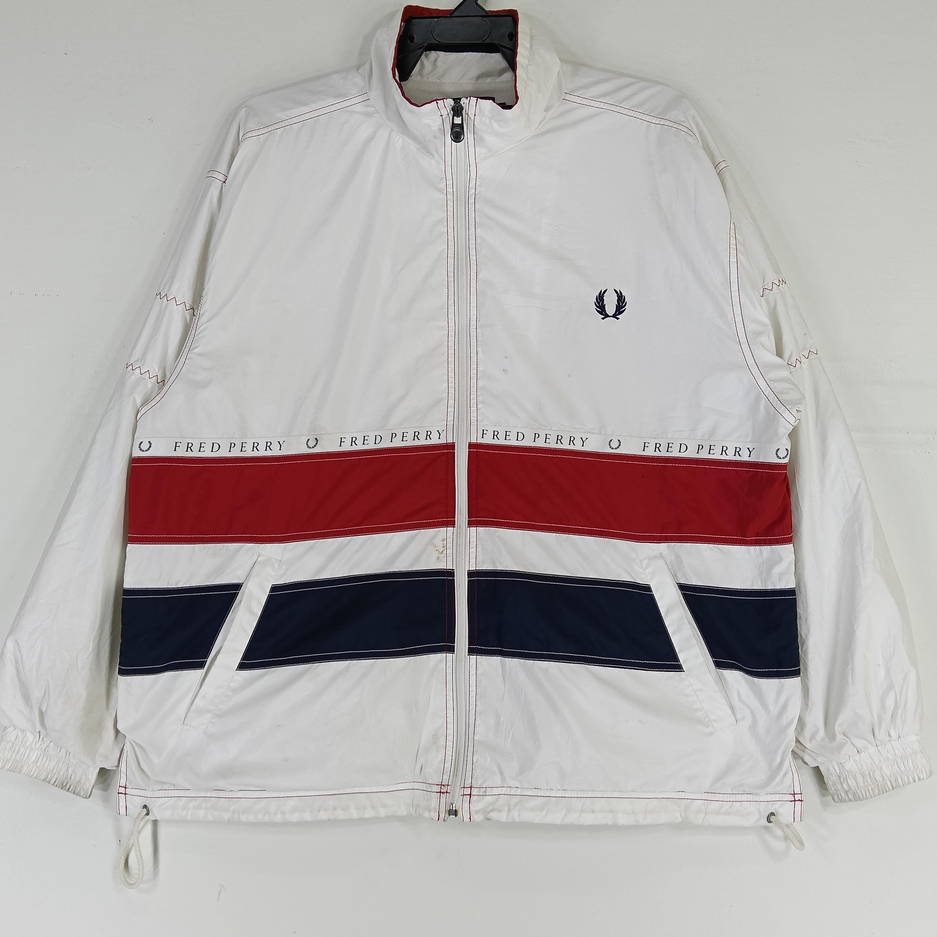 Perry Vintage 90's Casual Fred Perry White Medium Windbreaker Jacket