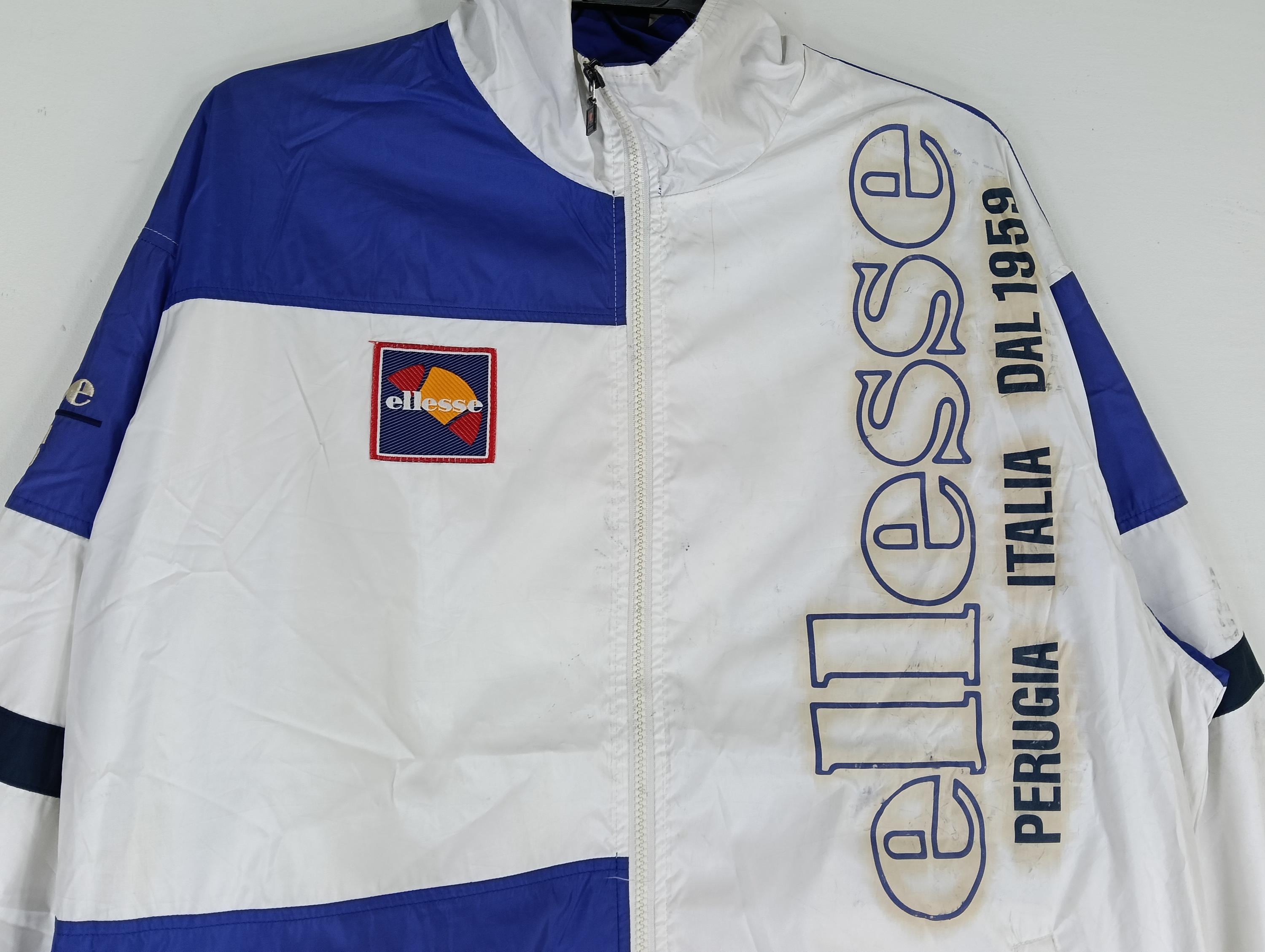 Vintage 90's Ellesse Blue White Large Windbreaker Ellesse Italia