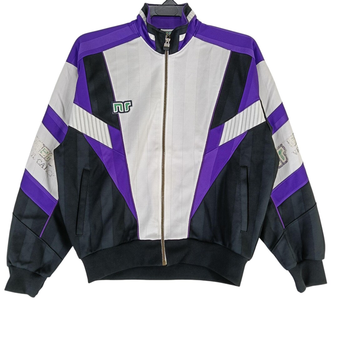 Vintage 90's Ennerre Track Top Black Multicolour Medium Jacket