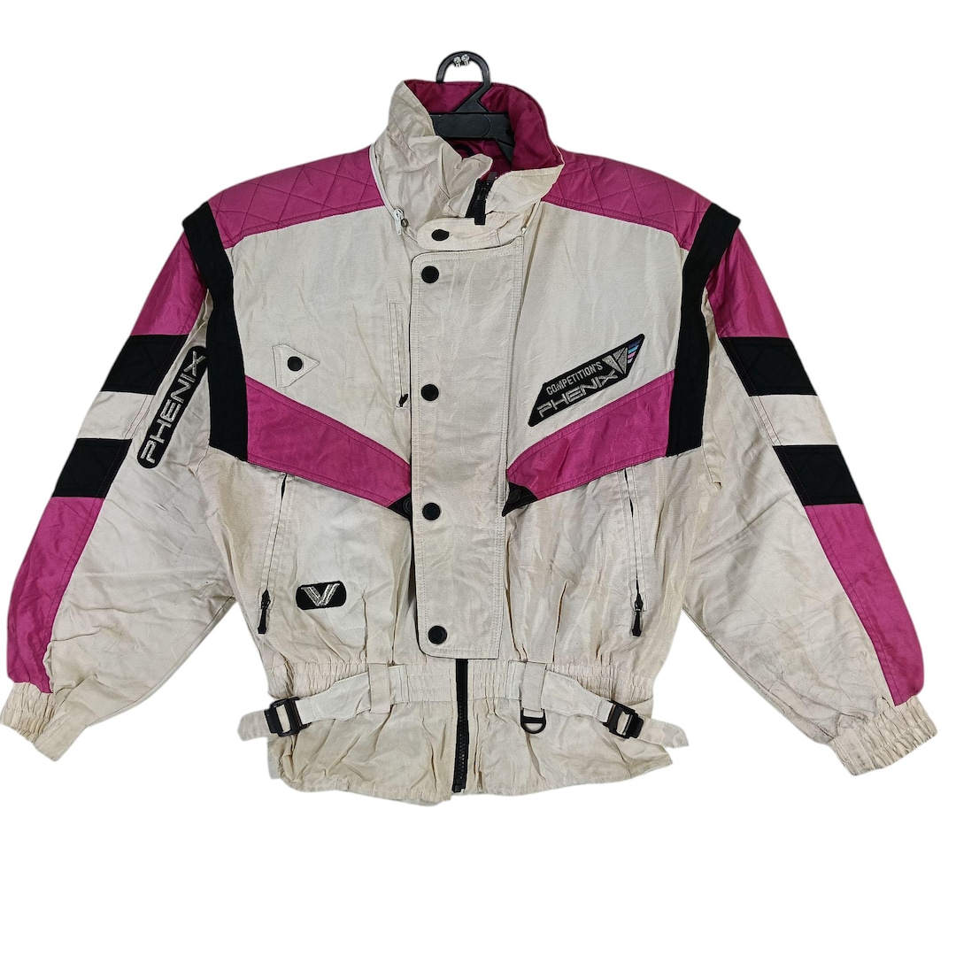 Vintage 90's Phenix Ski Jacket White Pink Multipocket Medium
