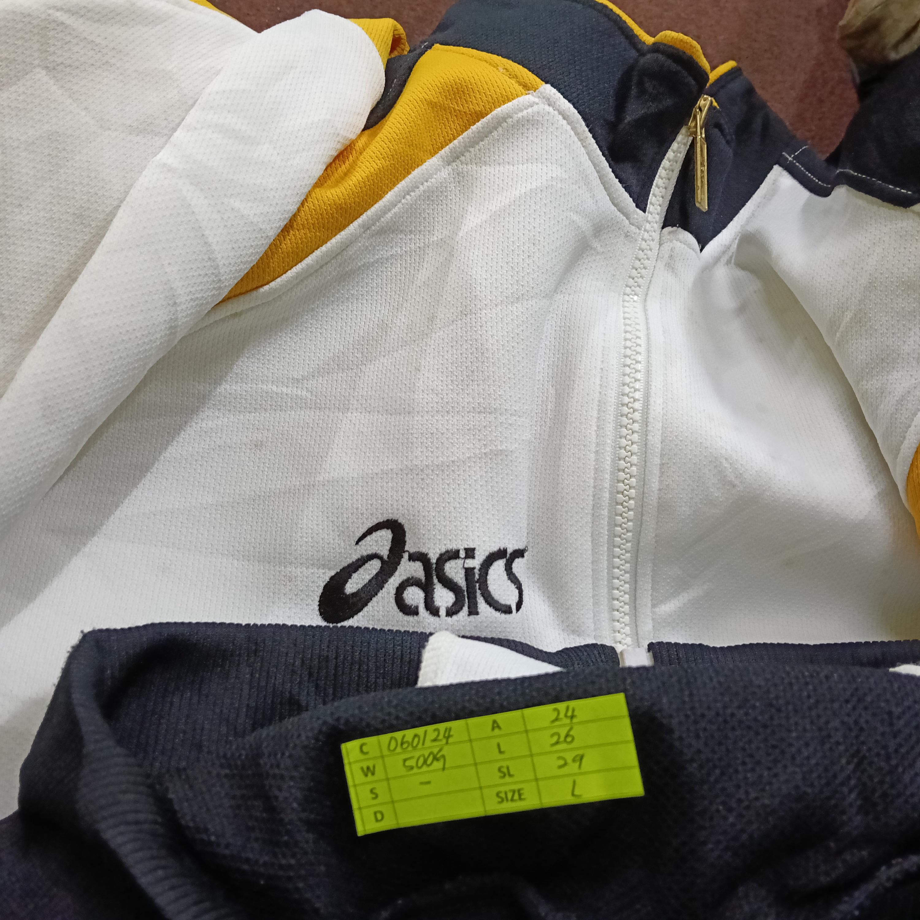 Vintage 90's Asics Japanese Sport Brand Track Top Large Yellow