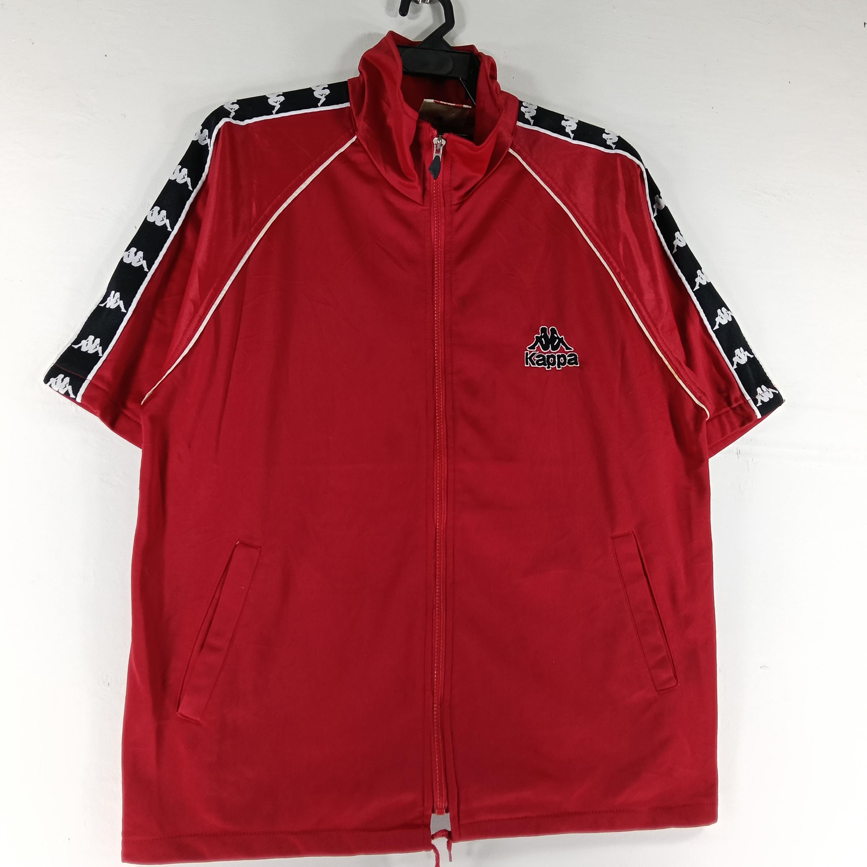 Vintage 90's Kappa Side Tape Red Track Top Short Sleeve Kappa