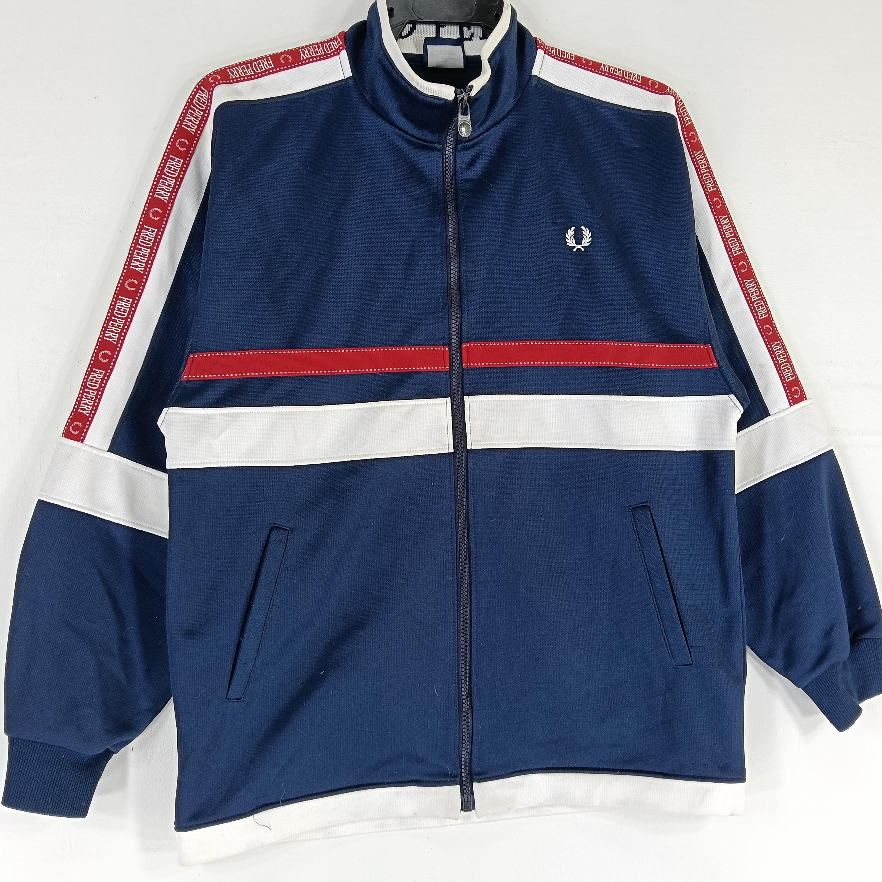 激安直営店 Perry Fred 90's Vintage Jaspo Multicolor Blue Navy Top Track ウェア