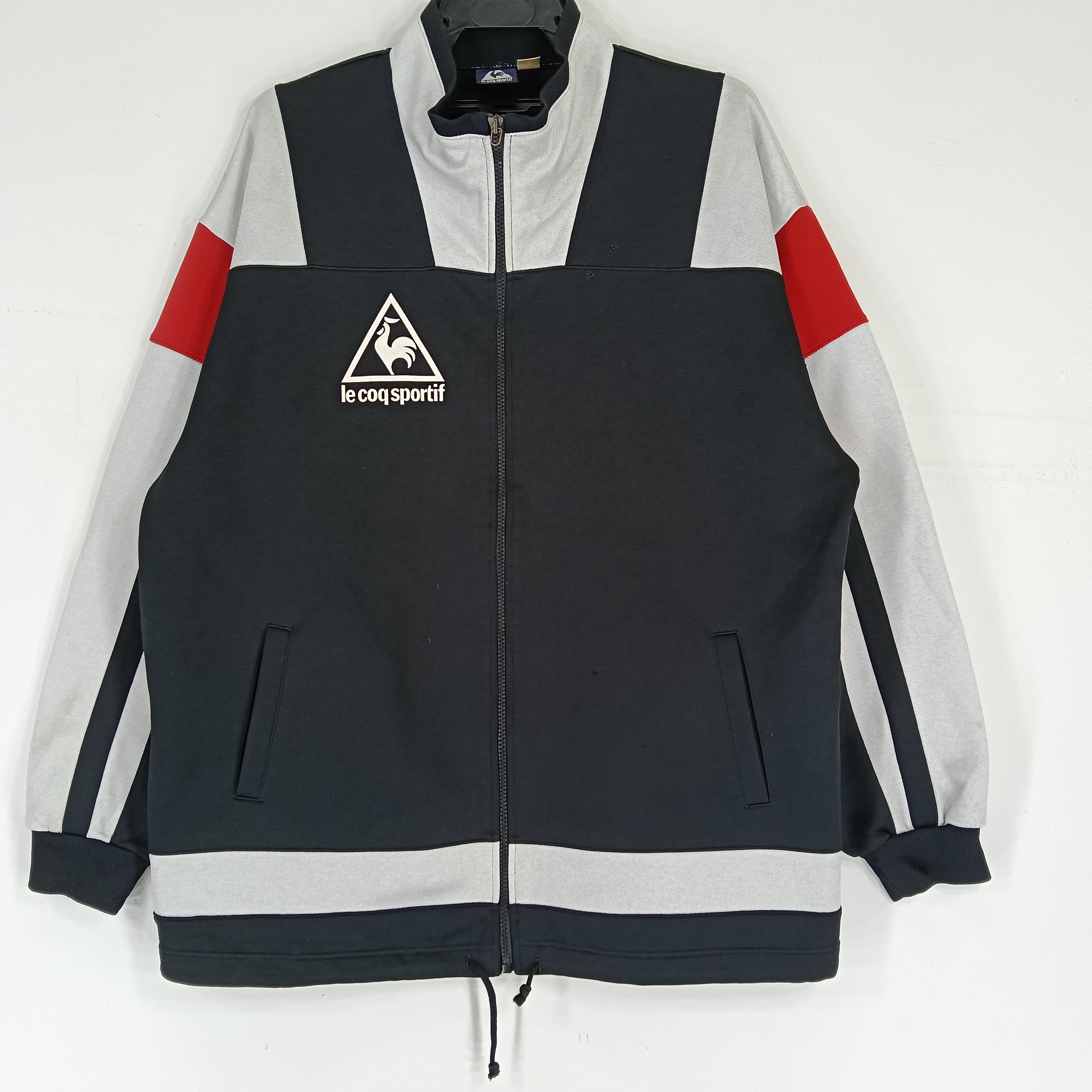 Vintage 90's Le Coq Sportif Track Top Jacket Large Black Gray