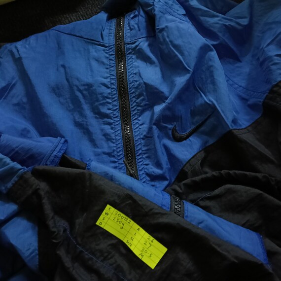 Vintage 90's Nike Swoosh Windbreaker Blue Black Jacket Medium Nike