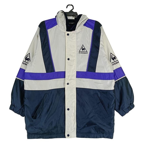 Vintage 90's Le Coq Sportif White Blue Medium -large Jacket Le Coq