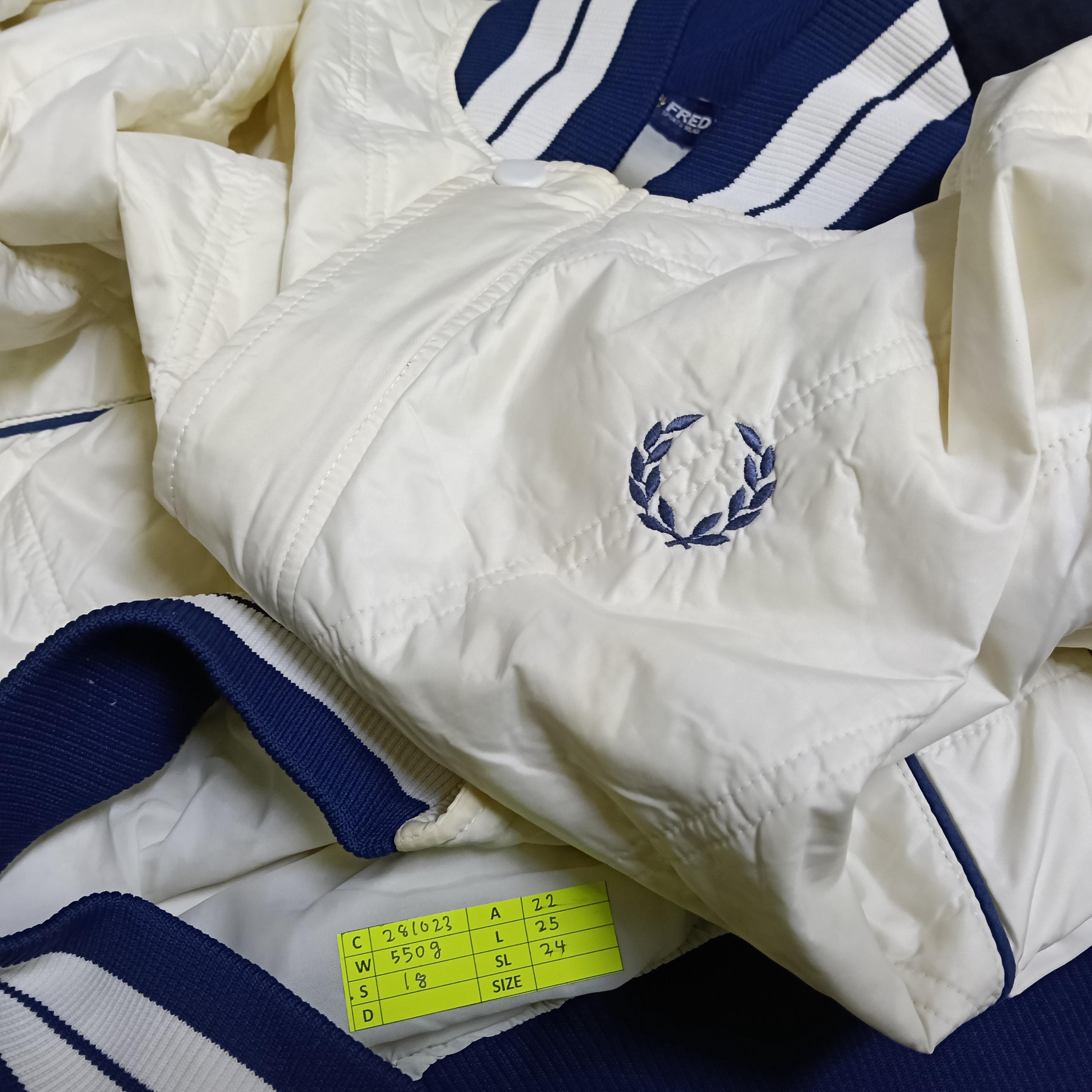 Vintage 90's Fred Perry Jaspo White Blue Medium Jacket Fred Perry