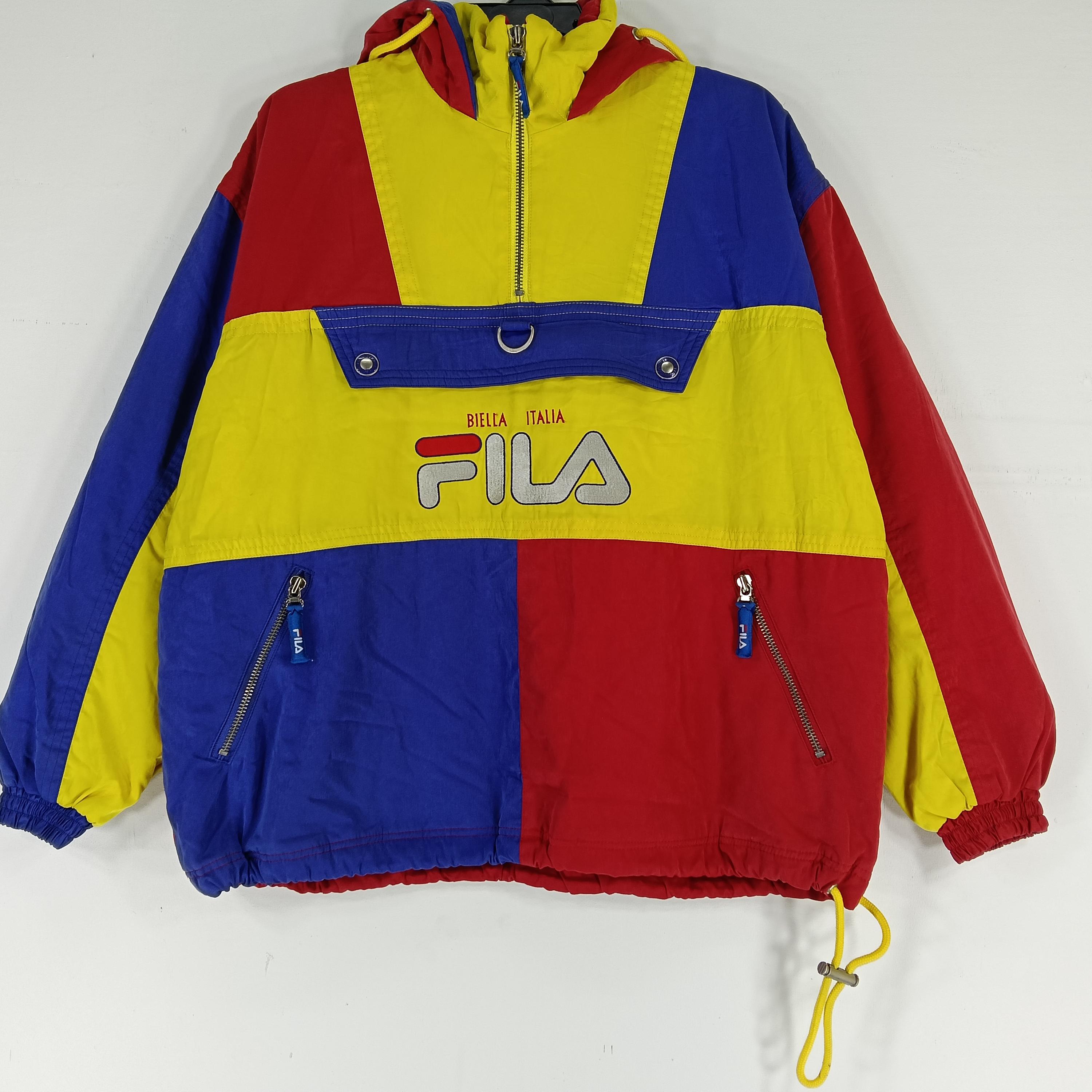 Vintage 90's Fila Biella Italia Multicolor Large Windbreaker Fila