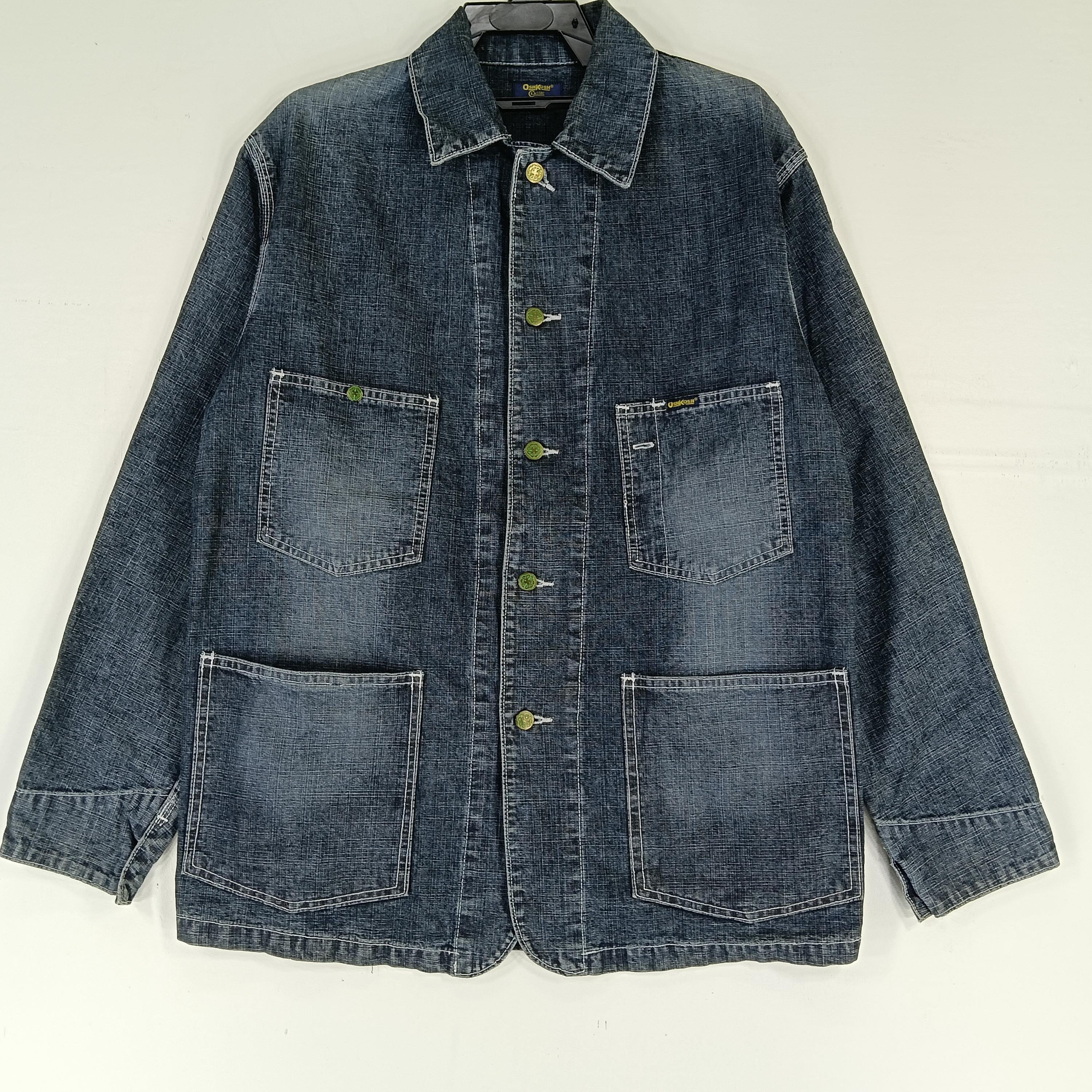 Vintage 90's Oshkosh Black Denim Chore Large Jacket Denim Button