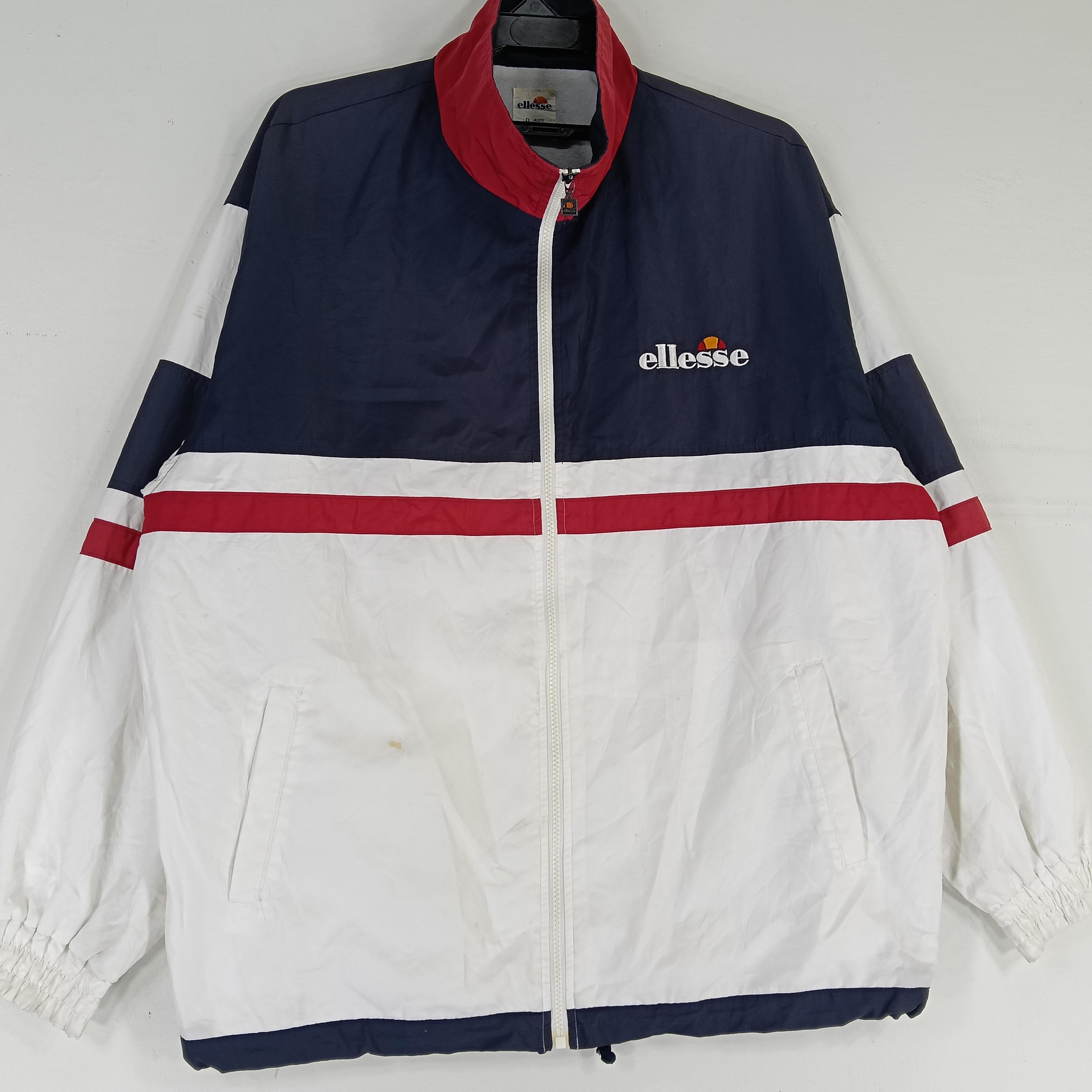 Vintage 90's Ellesse Multicolor White Navy Blue Large Windbreaker