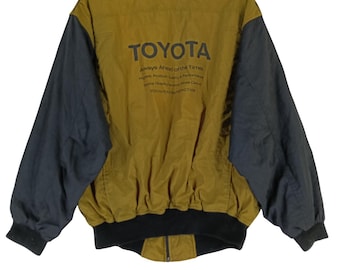 Vintage 90&#39;s Toyota Always Ahead Of The Times Dark Green Black Large Jacket Toyota Motorsport Racing Car Jacket Multi Pocket Size L