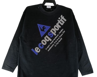 Vintage 90's Le Coq Sportif Black Large Sweatshirt Le Coq Sportif Sweater Sportwear Sport Sweater/Pullover/Crewneck/Sweatshirt Size L