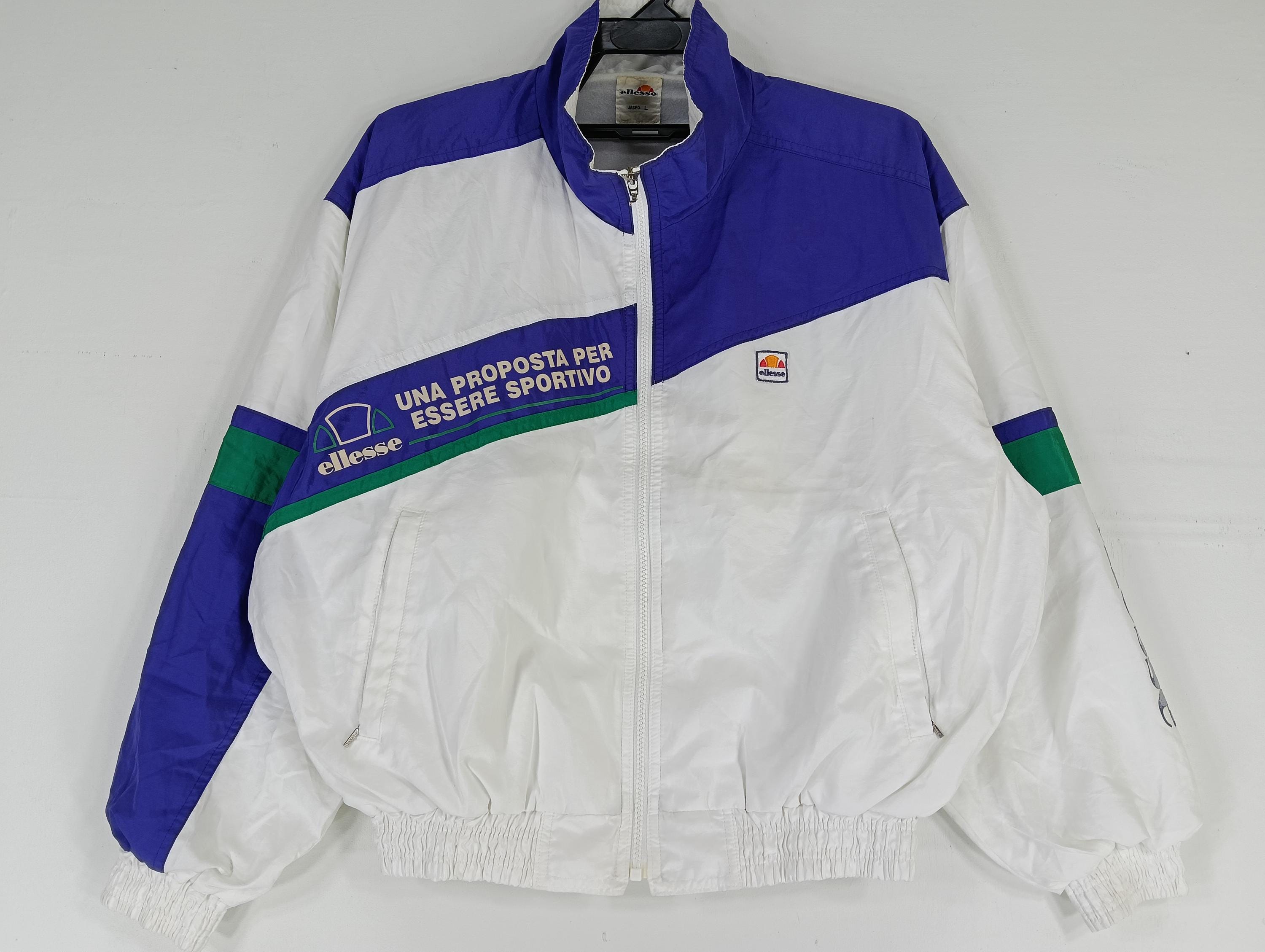 Vintage 90's Ellesse Purple White Large Windbreaker Ellesse Italia
