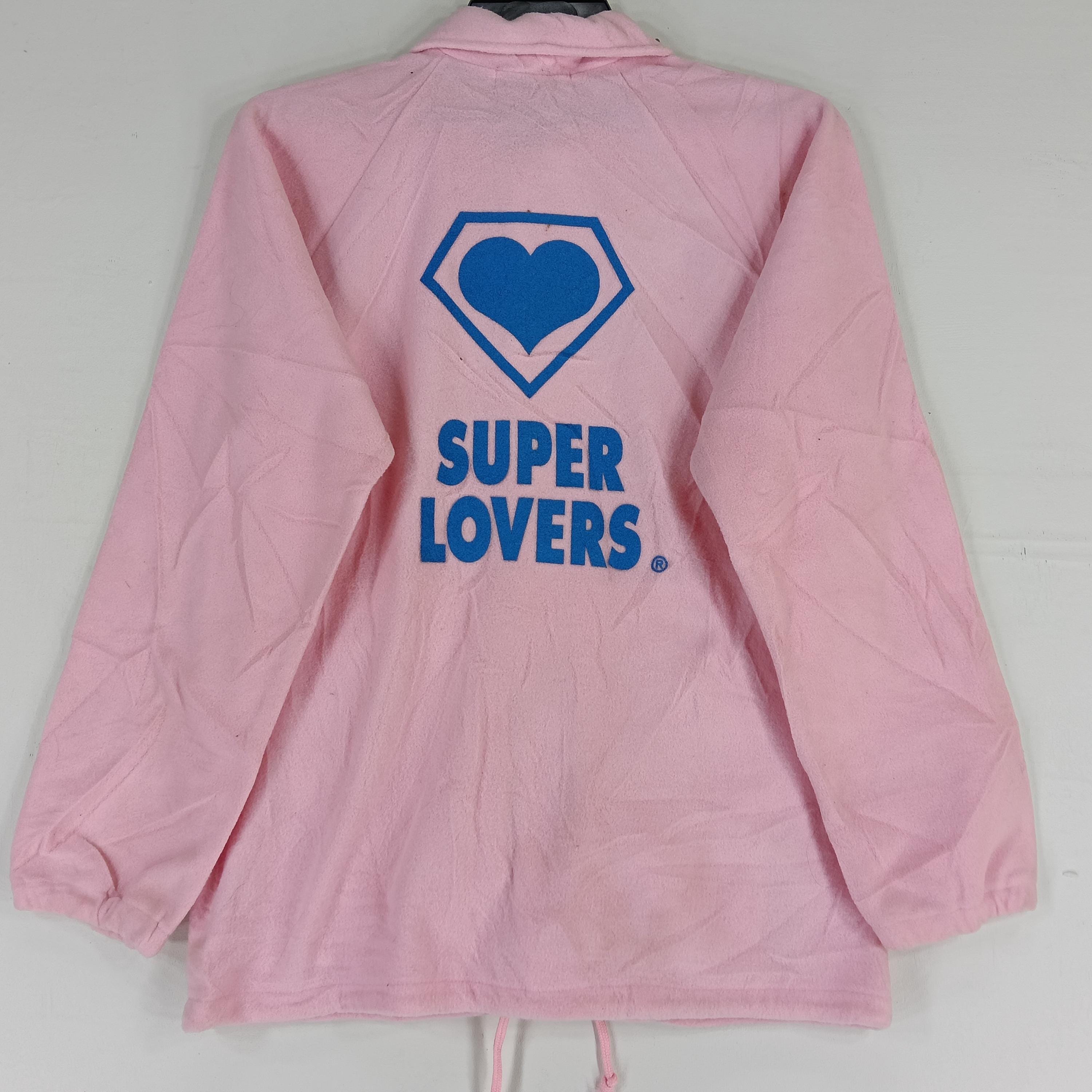 SUPER LOVERS ハート型ロゴニット y2k Vintage Super Lovers Japanese Brand Pink Wool Jacket Superlovers
