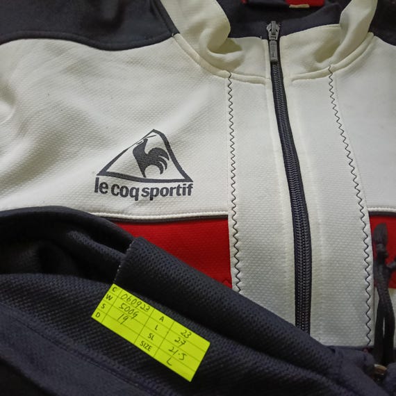 Vintage Le Coq Sportif Black Colorblock Track Top Jacket Large Le
