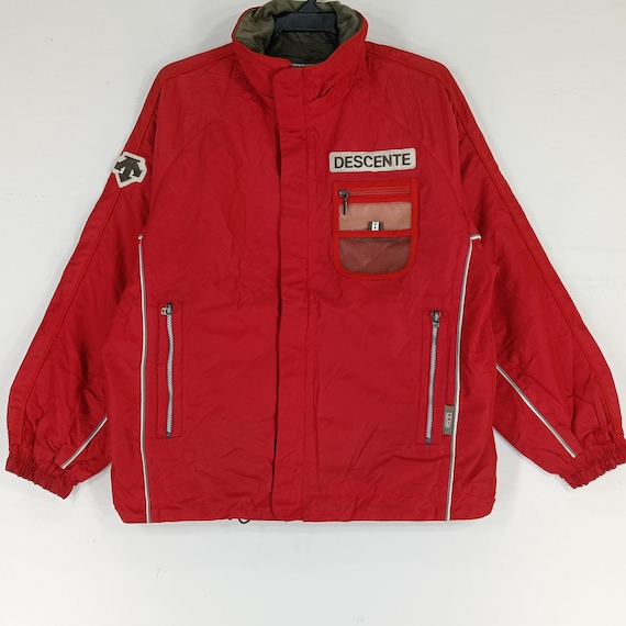 Vintage 90's Descente Jaspo Red Medium Jacket Windbreaker Zipper