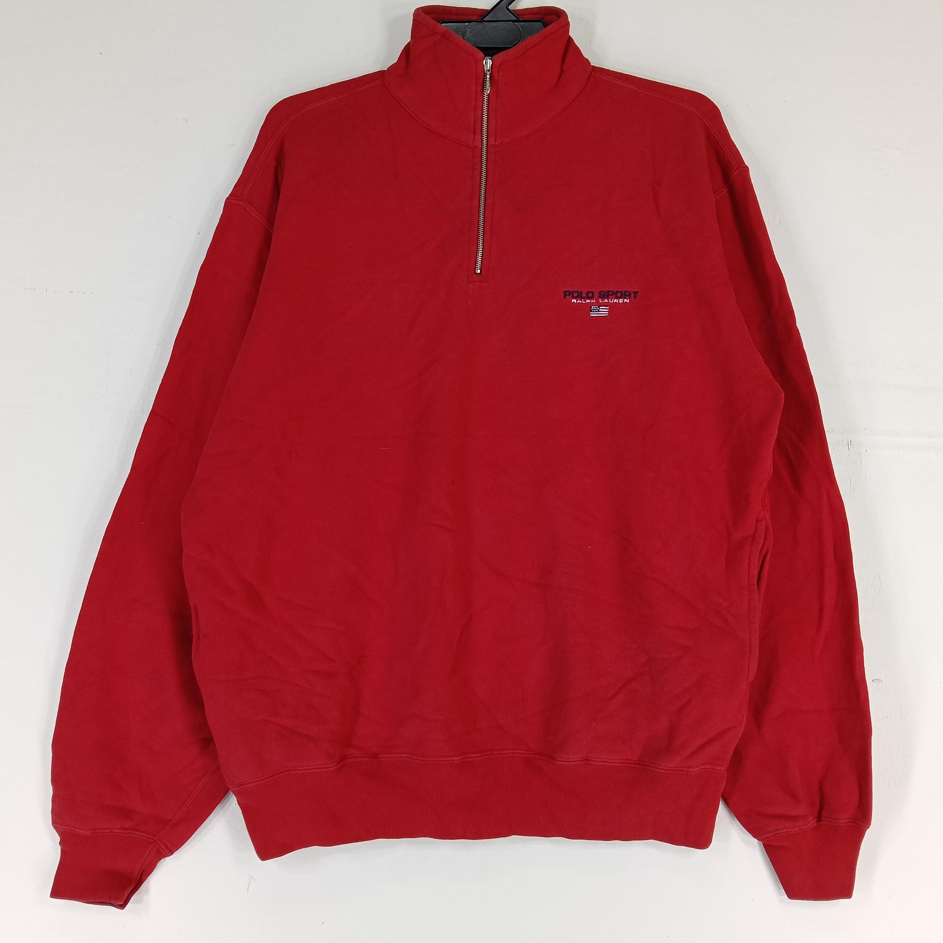 Vintage 90's Polo Sport Ralph Lauren Red Medium Sweatshirt Ralph