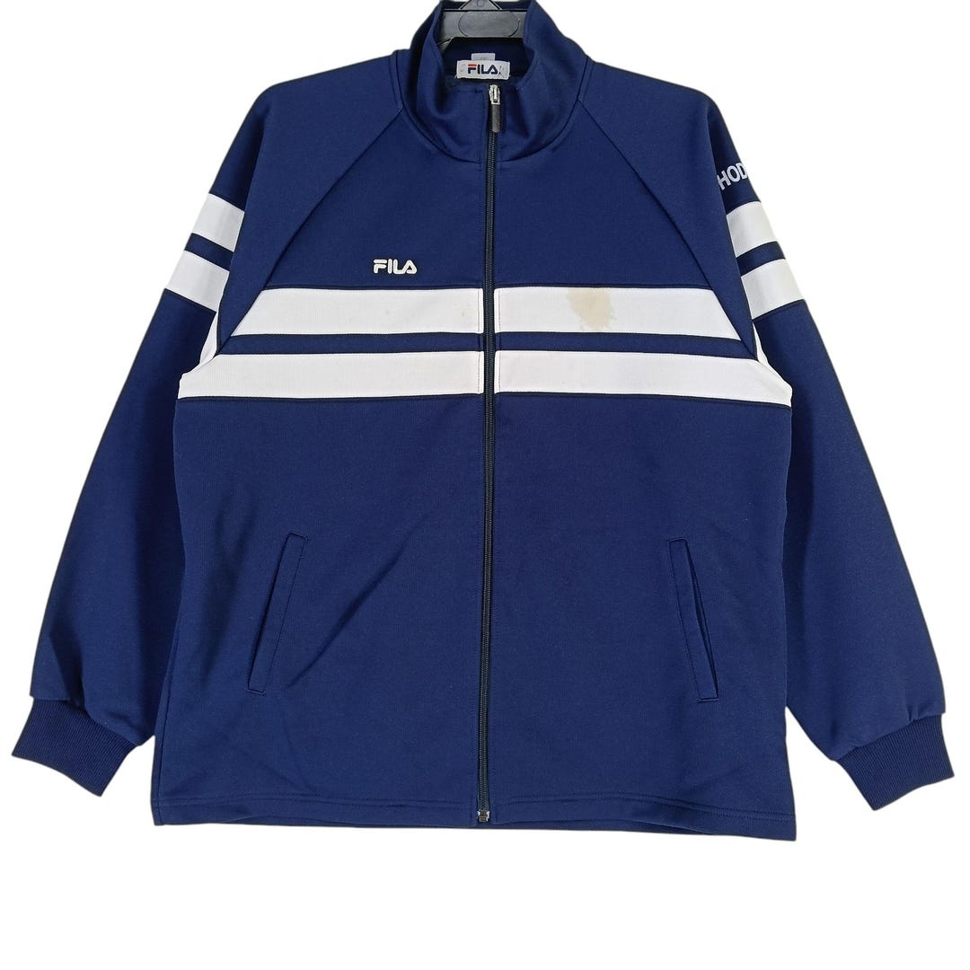 Vintage 90's Fila Biella Italia Navy Blue Large Track Top Jacket