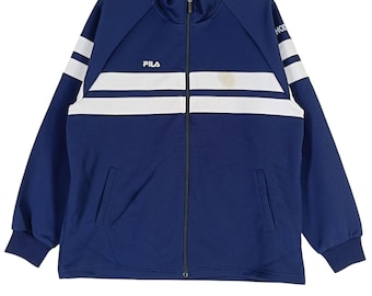 Vintage 90's Fila Biella Italia Navy Blue Large Track Top Jacket