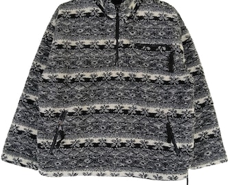 Vintage MJ 2000 Aztec Pattern Fleece Pullover Half Zip Jacket 90s 