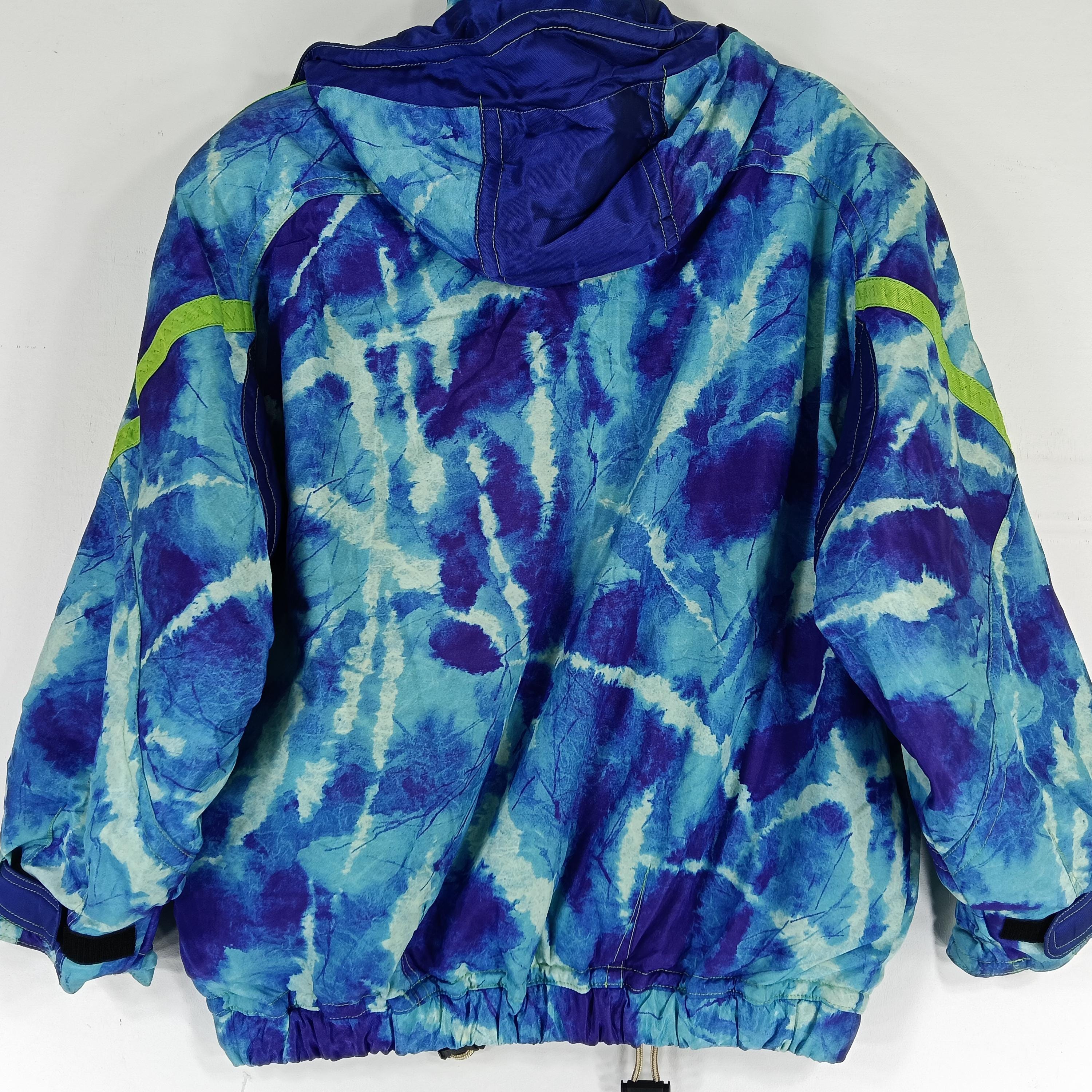 Vintage 90's Descente Ski Jacket Blue Overprint Multipocket Large