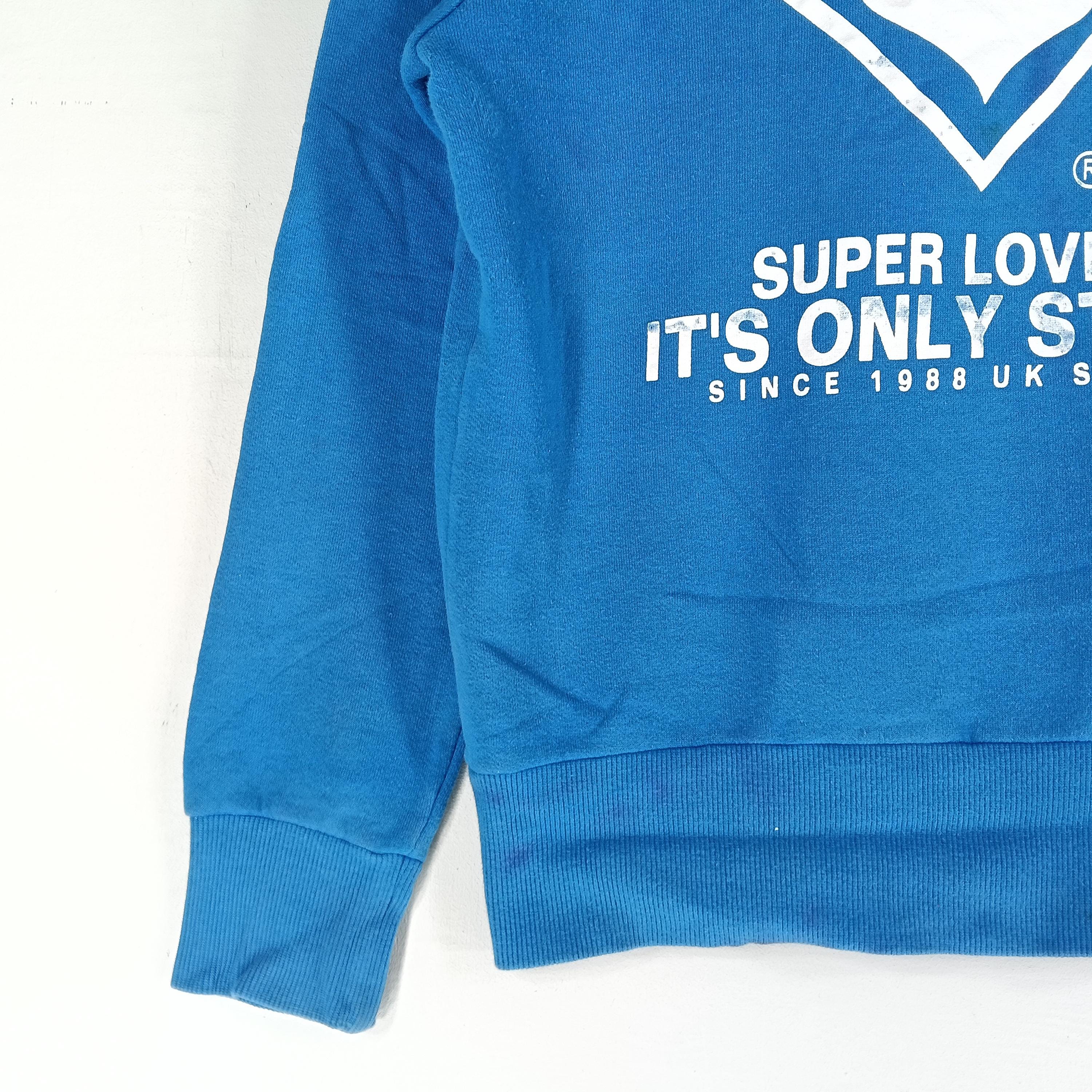 Vintage Superlover Japanese Brand Blue Small Hoodie Sweater From 