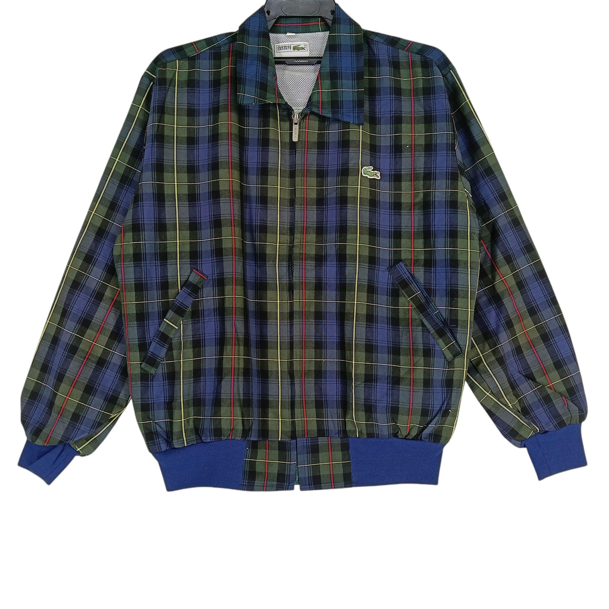 Vintage 90s Chemise Lacoste Checkered Green Medium Jacket Lacoste