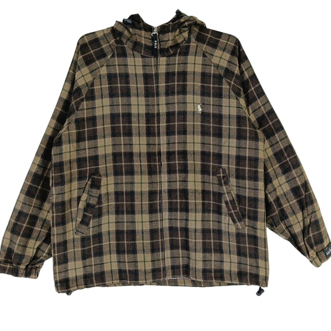 Ralph Lauren wool check Jacket 90’s OLD Ralph Lauren Chap Vintage 90's Check Plaid Windbreaker