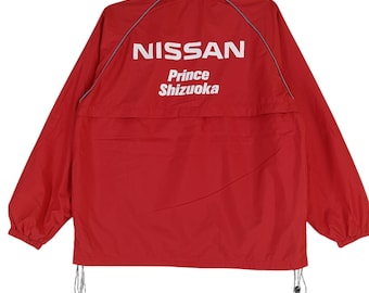 Vintage 90&#39;s Nissan Red Motorsport Medium Jacket Nissan Prince Shizuoka Windbreaker Zipper Jacket Size M